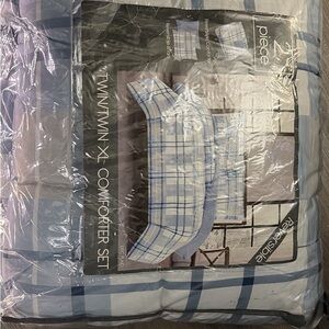 Blue Plaid Twin Comforter Set